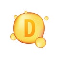 Vitamin D gold shining icon. Ascorbic acid. Vector stock illustration