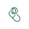 Vitamin D green icon. Element of vitamin icon. Thin line icon for website design and development, app development. Premium icon