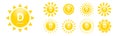 Vitamin D icons set with Sun. Vector D3 signs. Flat design elements illustration EPS10