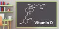 Vitamin D3 molecular structure, drawing on a board. 3d illustration Royalty Free Stock Photo