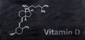 Vitamin D3 molecular structure, chalk drawing on a blackboard Royalty Free Stock Photo