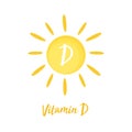 Vitamin D Sun Sign Icon. Vector Illustration Royalty Free Stock Photo