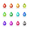 Vitamin drop colorful signs set vector design