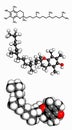 Vitamin E alpha tocopherol molecule. Royalty Free Stock Photo
