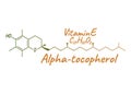 Vitamin E, Alpha Tocopherol Label and Icon. Chemical Formula and Royalty Free Stock Photo