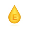 Vitamin E gold shining icon. Ascorbic acid. Vector illustration