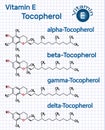 Vitamin E - Tocopherol alpha-, beta-, gamma-, delta- molecule. Royalty Free Stock Photo