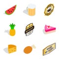 Vitamin food icons set, isometric style Royalty Free Stock Photo