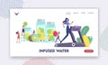 Vitamin Food Landing Page Template. Detox Diet, Healthy Lifestyle. Characters Cooking Infused Water, Drinking Smoothies Royalty Free Stock Photo