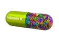Vitamin K capsule, phylloquinone. 3D rendering