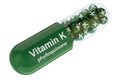 Vitamin K capsule, phylloquinone. 3D rendering