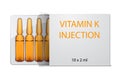 Vitamin K injection ampoules in package, isolated on white Royalty Free Stock Photo