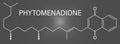 Vitamin K, K1, phylloquinone orphytomenadione molecule. Skeletal formula.