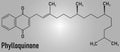 Vitamin K, K1, phylloquinone orphytomenadione molecule. Skeletal formula.