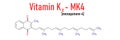 Vitamin K2 or menaquinone molecule. Skeletal formula. Menaquinone-4. MK4. Menachinon
