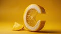 Vitamin and letter C. Citrus juicy fruit, healthy tropical vitamin, nutrition and dieting Royalty Free Stock Photo