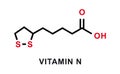 Vitamin N chemical formula. Vitamin N chemical molecular structure. Vector illustration Royalty Free Stock Photo