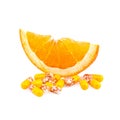 Vitamin pills and Orange Fruit Royalty Free Stock Photo