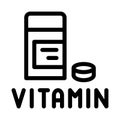 Vitamin pills package icon vector outline illustration