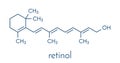 Vitamin A retinol molecule. Skeletal formula.