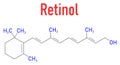 Vitamin A or retinol molecule. Skeletal formula.