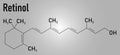 Vitamin A or retinol molecule. Skeletal formula.