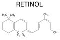 Vitamin A or retinol molecule. Skeletal formula.