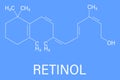 Vitamin A or retinol molecule. Skeletal formula.