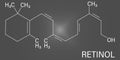 Vitamin A or retinol molecule. Skeletal formula.