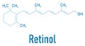 Vitamin A or retinol molecule. Skeletal formula.