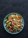 Vitamin salad with quinoa and corn.