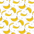 Vitamin tasty bananas pattern. Tropical food vegetarian organic background. Exotic banana drawing. Yummy beach summer