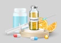 Intravenous vitamin and supplement pills vector poster