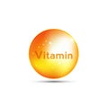 Vitamin, yellow capsule. yellow bubble, realistic vector design