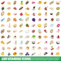 100 vitamine icons set, isometric 3d style Royalty Free Stock Photo