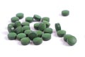 Vitamins antioxidants green. Spirulina Chlorella natural green superfood. Royalty Free Stock Photo