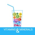 Vitamins Cocktail Glass Essential Chemical Elements Nutrient Minerals