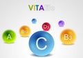 Vitamins colorful balls vector background