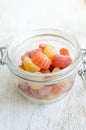 Vitamins gummy in the glass jar