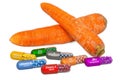 Vitamins and minerals of carrot, 3D rendering Royalty Free Stock Photo