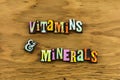 Vitamins minerals supplements health healthy wellness Royalty Free Stock Photo