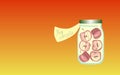 Vitamins for the Soul 6. Allegorical illustration. Medicine for the soul. Apple marmalade. Fruit compote