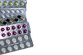 Tablets blister pack on a white background, close-up Royalty Free Stock Photo