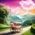 vitange carriage in a old background for photo session Royalty Free Stock Photo