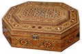 Vitange wooden octagonal box isolated on white background Royalty Free Stock Photo