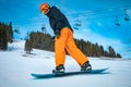 Snowboarder enjoying his ride during a sunny day, Slovakia Royalty Free Stock Photo
