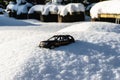 Vitebsk, Belarus - February 2021: Renault Duster toy model on a snowdrift. Extreme off-road driving concept, 4x4 Royalty Free Stock Photo