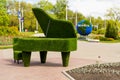 Vitebsk, Belarus - 14 May, 2020: piano from topiary grass in the city center, Vitebsk