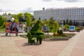 Vitebsk, Belarus - 14 May, 2020: piano from topiary grass in the city center, Vitebsk