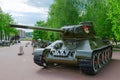 Tank T-34 on Alley of military glory in Park of Winners, Vitebsk, Belarus